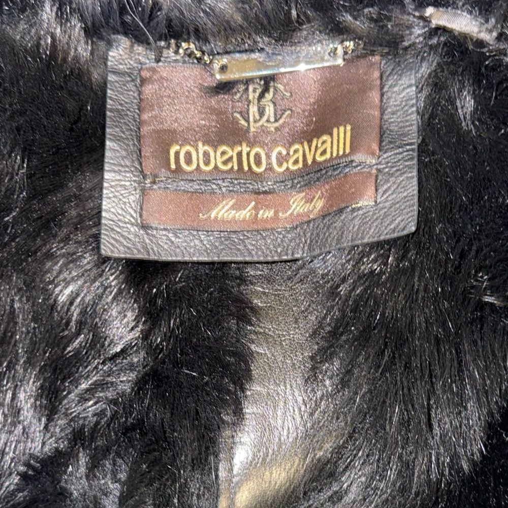 ROBERTO CAVALLI EXTRA LONG SHEARLING COAT IN BLACK - Picture 12 of 15